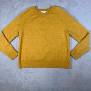 Athleta Hawthorn Crew Sweater Mustard Yellow Merino Wool Blend Womens Medium